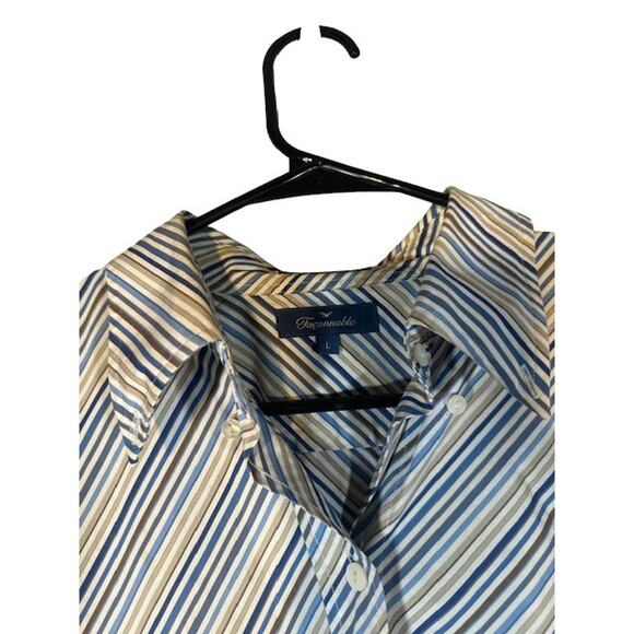 Faconnable White Multi-Color Striped Long Sleeve Button Down Shirt Women Sz L - Picture 5 of 8